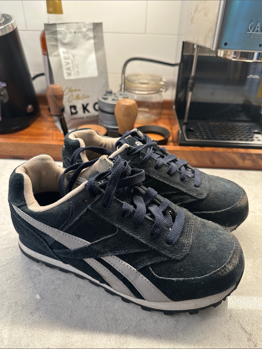 Reebok Steel-toe Navy and Gray Suede Sneakers